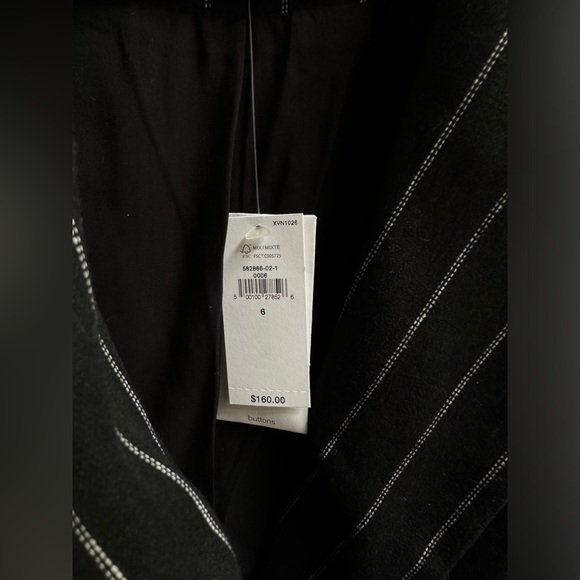 Banana Republic Linen Cotton Double Breasted Blazer Black Pinstripe 6 NWT - Picture 4 of 6